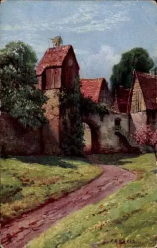 Künstler Ak Keker, F.R., Gehöft, Glockenturm, Tor