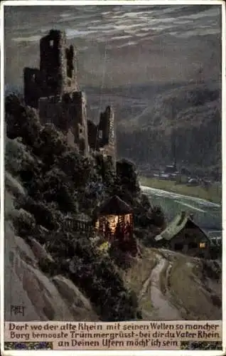 Lied Künstler Ak Hey, Paul, Volksliederkarte Nr. 97, Dort wo der alte Rhein mit seinen Wellen