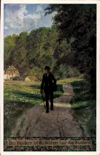Lied Künstler Ak Hey, Paul, Wandern ist des Müllers Lust, Volksliederkarte Nr. 64
