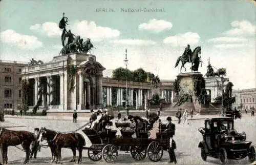 Ak Berlin Mitte, Nationaldenkmal, Kutsche, Automobil