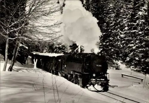 Ak Dampflok im winterlichen Wald