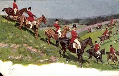 Künstler Ak Hoffmann, Anton, Jagdgesellschaft zu Pferde