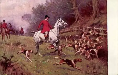 Ak England, Jagdszene, Hunde