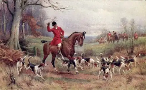 Künstler Ak England, Jagdszene, Hunde