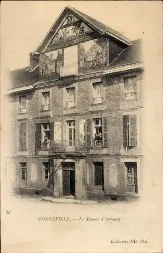Ak Gonneville en Auge Calvados, Le Manoir d'Aubourg, alte Gebäude, verwitterte Fassade, Fenste...