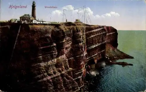 Ak Nordseeinsel Helgoland, Westküste, Leuchtturm