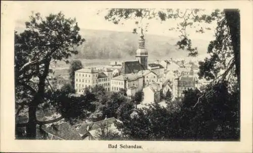 Ak Bad Schandau Sächsische Schweiz, Blick auf  Kirche im Vordergrund, umliegende Gebäude