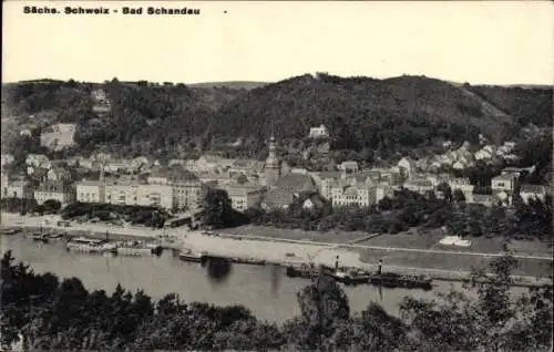 Ak Bad Schandau Sächsische Schweiz, Schöne Aussicht auf  Sächsische Schweiz, Flusslandschaft