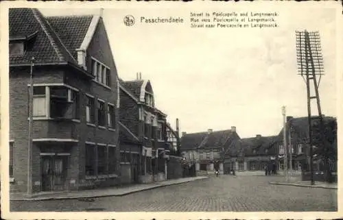 Ak Paschendaele Passendale Westflandern, Straße Richtung Poelcapelle, Langemarck