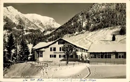 Ak Oberstdorf im Oberallgäu, Gasthaus u. Café Kühberg, Schnee, Berge, Alpen, Postkarte