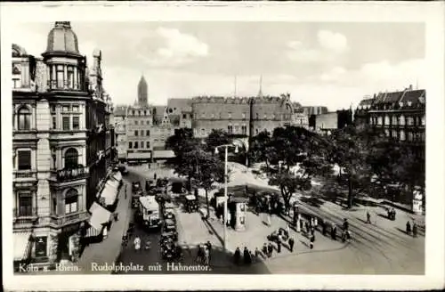 Ak Köln am Rhein, Historische Aufnahme, Rudolphplatz, Hahnentor, Stadtansicht,Kutschen, Gebäude