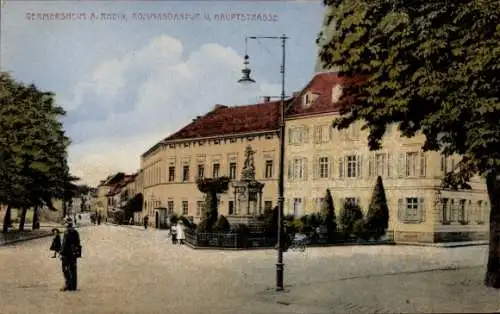 Ak Germersheim am Rhein, Germersheim a. Rhein, Kommandantur, Hauptstraße, historische Architektur