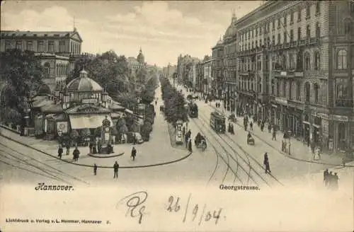 Ak Hannover, Georgstraße, historische Ansicht, Straßenbahn, um 1904