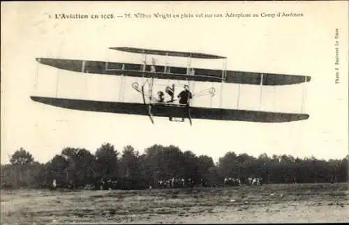 CPA Aviation en 1908, Wilbur Wright, Aeroplane au Camp d'Auvours