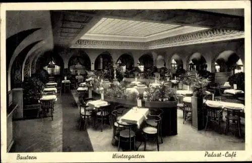 Ak Bautzen in der Oberlausitz, Innenansicht, Wintergarten, Palast-Café