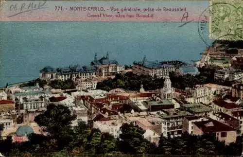 Ak Monte Carlo Monaco, Luftaufnahme von  Beausoleil, Blick aufs Meer, Architektur