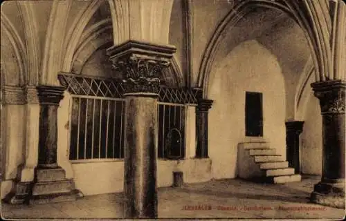 Ak Jerusalem Israel, Abendmahlszimmer, Säulen, Treppe, gotische Architektur