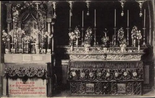 Ak Jerusalem Israel, JERUSALEM, X et XI Stations, Calvaire, altar latin, Golgatha altar