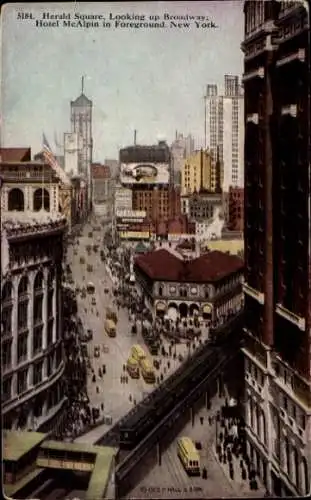 Ak New York City USA, Herald Square, Hotel McAlpin, Broadway, Elektroschilder, Stadtansicht
