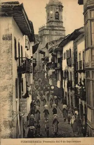 Ak Hondarribia Fuenterrabia Baskenland, Prozession vom 8. September
