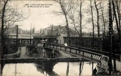 Ak Laroche Migennes Yonne, Fußgängerbrücke, Bahnhof