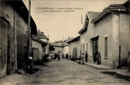 CPA Feillens Ain, Route de Bagé à Vésines d'une longueur de 11 kilomètres