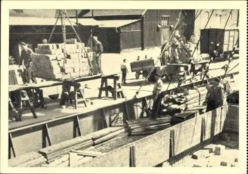 Ak Kaliningrad Königsberg Ostpreußen, Schiff Elbing, Reederei Poseidon, Schwemmsteinlöschen