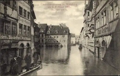 Ak Würzburg am Main Unterfranken, Überschwemmung, Stadtansicht, Wasserstände,  Sehenswürdigkeiten