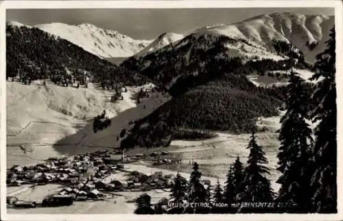 Ak Nauders in Tirol, Blick auf den Ort im Winter