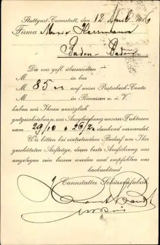 Ak Cannstatt Stuttgart am Neckar, Cannstatter Schürzenfabrik Heumann & Brandt