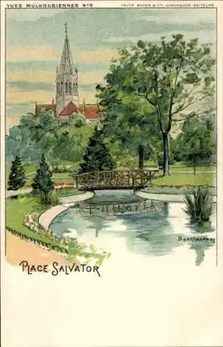 Künstler Litho Hartmann, B., Mulhouse Mülhausen Elsass Haut Rhin, Place Salvator