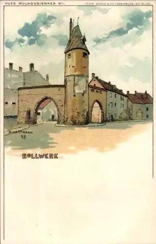 Künstler Litho Hartmann, B., Mulhouse Mülhausen Elsass Haut Rhin, Bollwerk