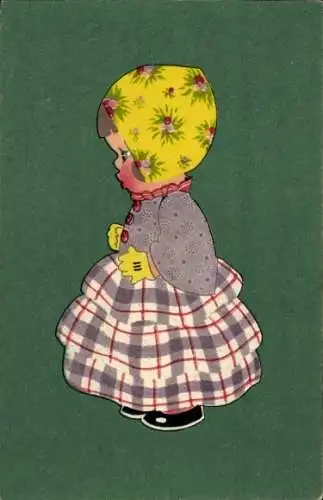 Künstler Ak Mädchen im Kleid, Seitenportrait