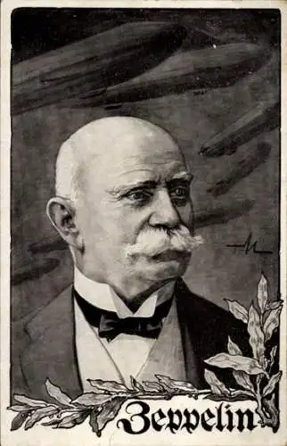 Künstler Ak Ferdinand Graf von Zeppelin, Portrait, Deutscher Luftflotten Verein