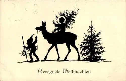 Künstler Scherenschnitt Ak Allmayer, Josefine, gesegnete Weihnachten