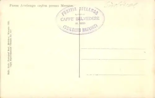 Ak Hafling Avelengo Südtirol, Teilansicht, Café Belvedere