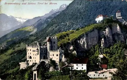 Ak Meran Merano Südtirol, Brunnenburg und Schloss