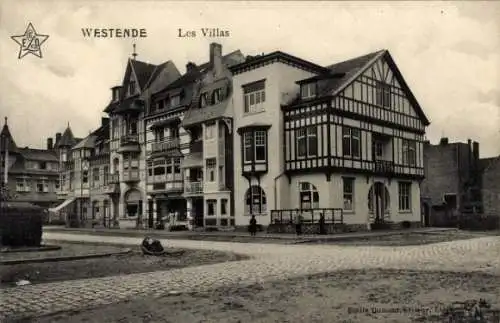 Ak Westende Westflandern, Villen im architektonischen Stil, historische Postkarte, Straßenansicht