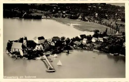 Ak Wasserburg am Bodensee Schwaben, Fliegeraufnahme