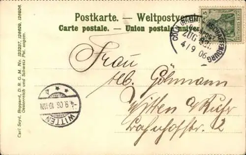 Litho Rolandseck Remagen am Rhein, Rolandsbogen, Drachenfels