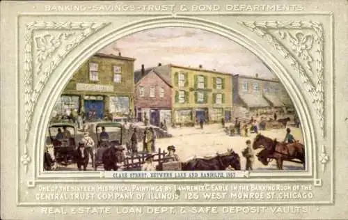 Passepartout Ak Chicago Illinois USA, Clark Street, Between Lake and Randolph, 1857
