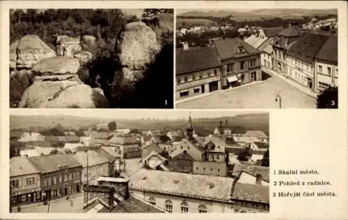 Ak Mšeno Mscheno Wemschen Mittelböhmen, Teilansichten, Felsen