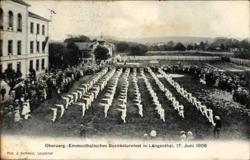 Ak Langenthal Kt. Bern Schweiz, Oberaarg.-Emmenthalisches Bezirksturnfest, 17. Juni 1906