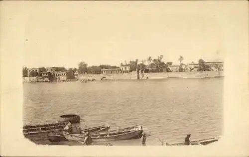 Foto Ak Bagdad Irak, Gesamtansicht, Fluss, Boote