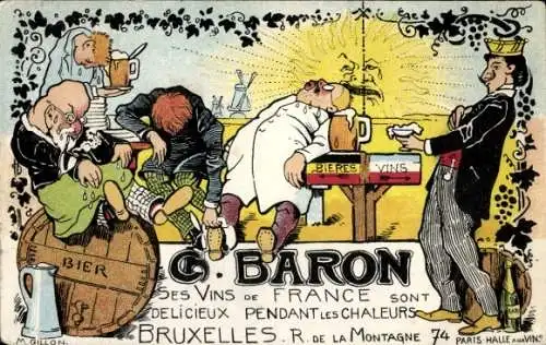 Ak Brüssel Brüssel, Ch. Baron, Vins de France, Rue de la Montagne