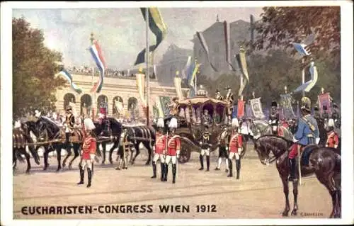 Künstler Ak Benesch, C., Wien 1. Innere Stadt, Eucharisten Kongress 1912, Kaiser Franz Joseph I.