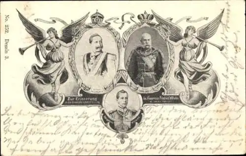 Ak Kaiser Wilhelm II., Kaiser Franz Joseph I., Kronprinz, Großjährigkeitserklärung 1900