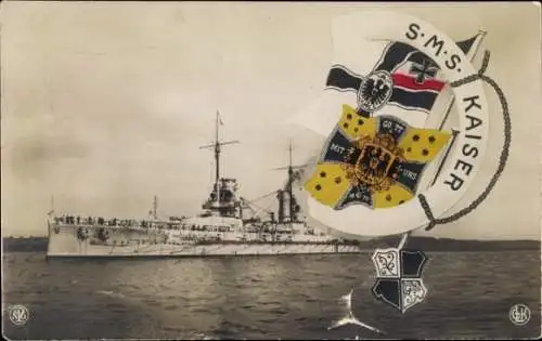 Ak Deutsches Kriegsschiff, SMS Kaiser, Großlinienschiff, Kaiserliche Marine