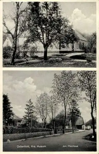 Ak Ostenfeld bei Husum in Nordfriesland, Pfarrhaus, Forsthaus