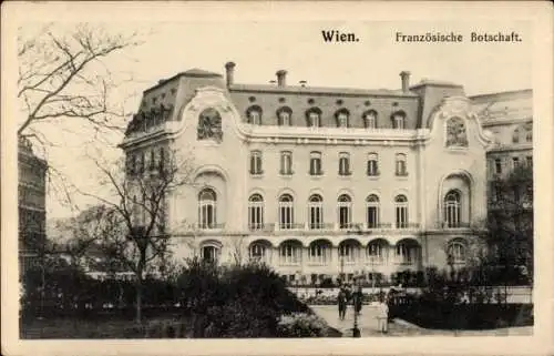 Ak Wien 1 Innere Stadt, Französische Botschaft,  Architektur, Parkbereich